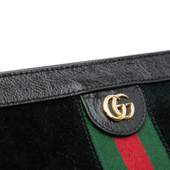 Medium Suede Ophidia Web Chain Shoulder Bag