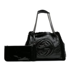 Medium Patent Shearling Soho Chain Tote