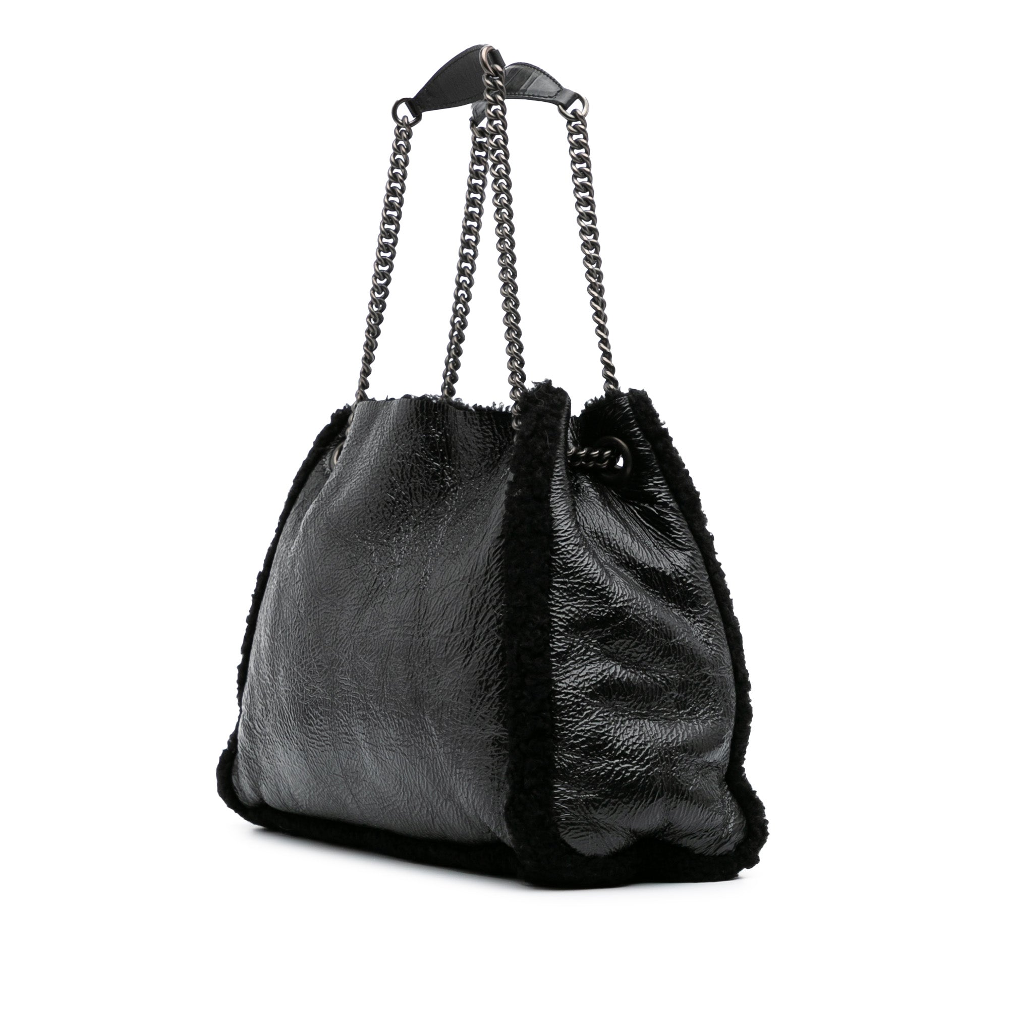 Medium Patent Shearling Soho Chain Tote