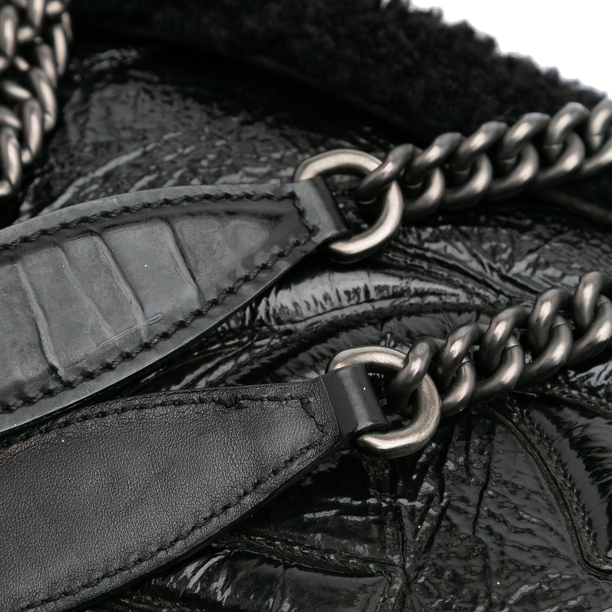 Medium Patent Shearling Soho Chain Tote
