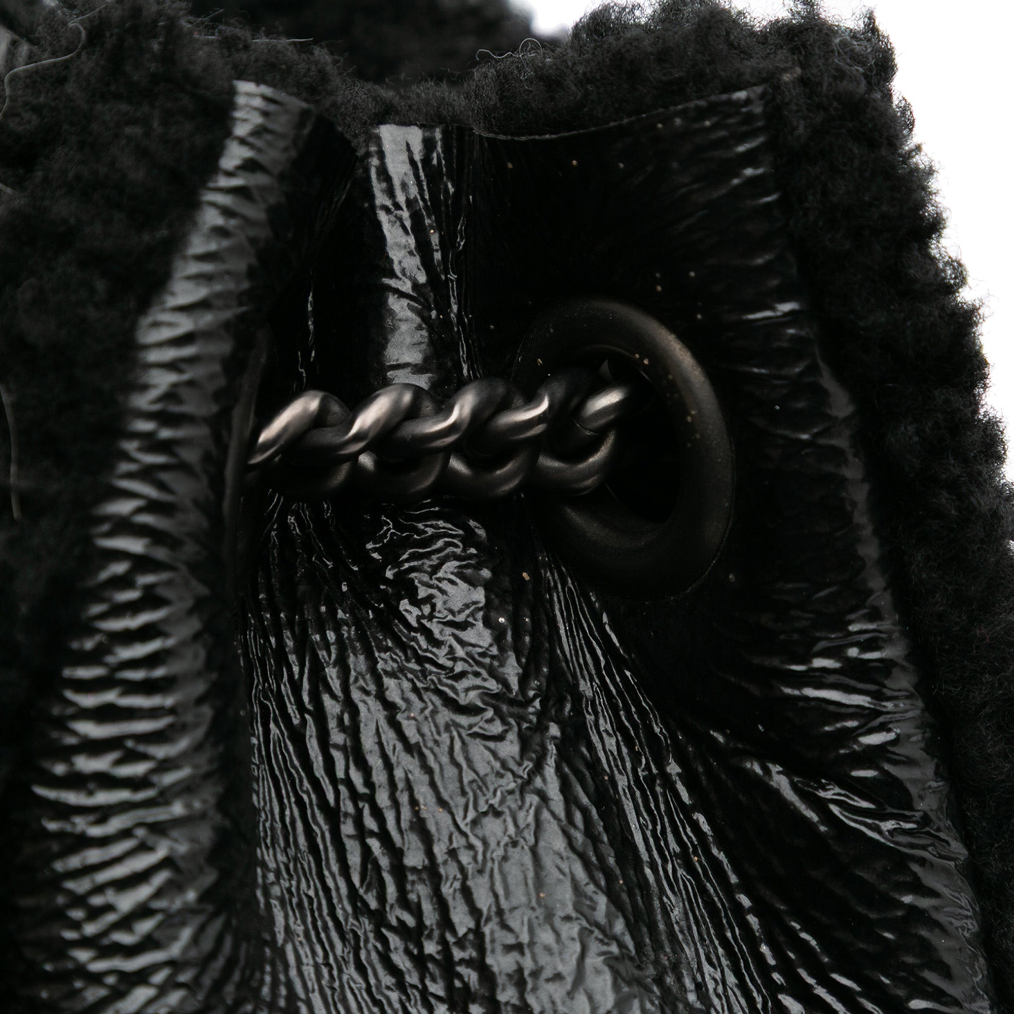 Medium Patent Shearling Soho Chain Tote