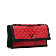 Medium Quilted Lambskin Grosgrain Two Tone Flap Bag