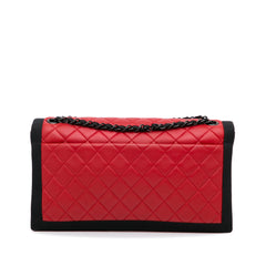 Medium Quilted Lambskin Grosgrain Two Tone Flap Bag