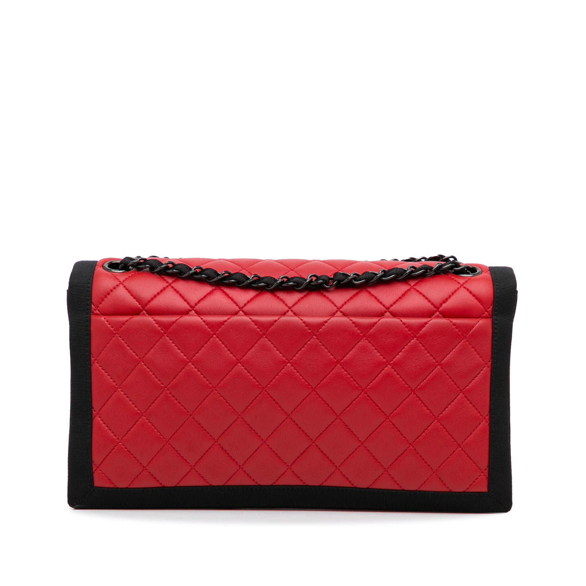 Medium Quilted Lambskin Grosgrain Two Tone Flap Bag
