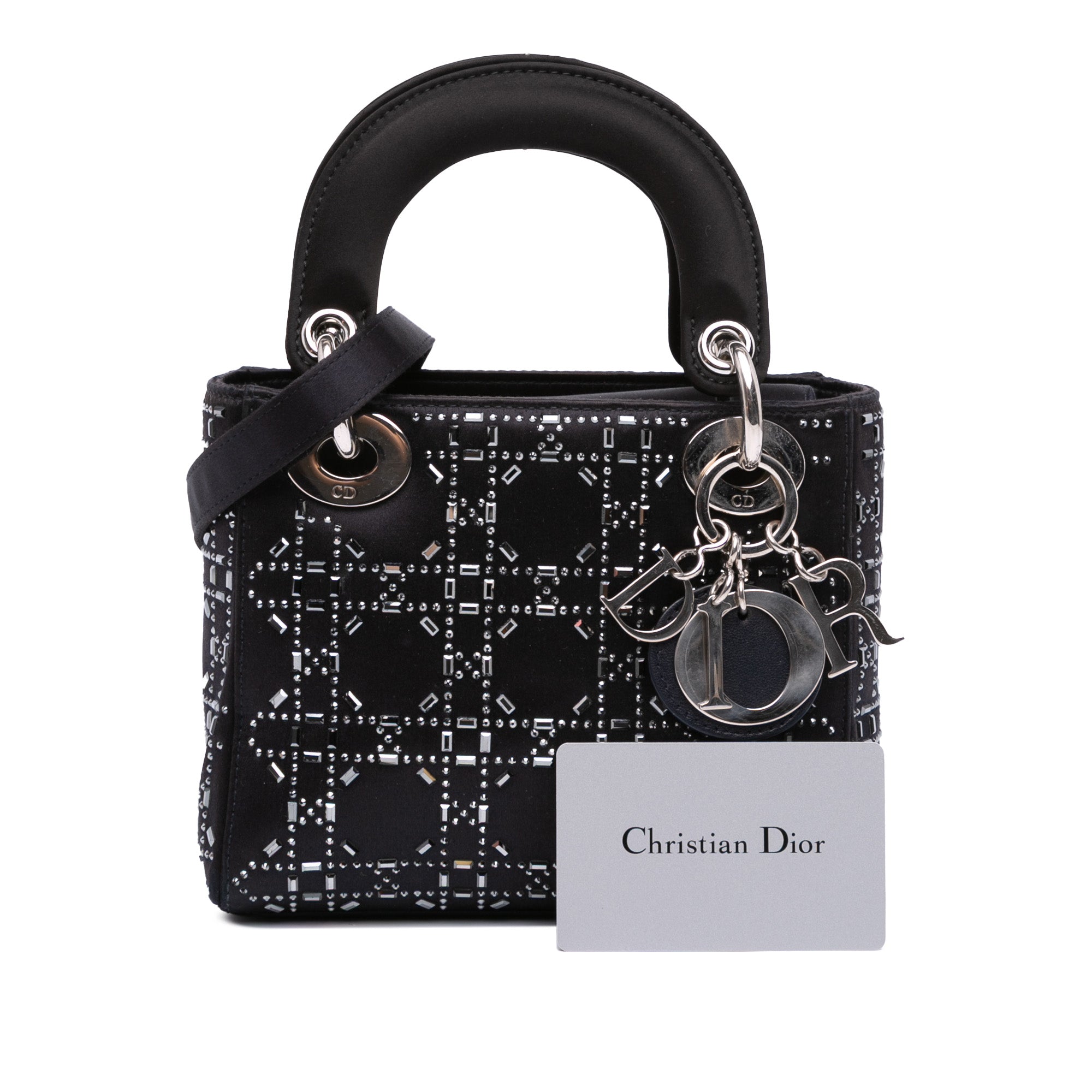 Mini Satin Cannage Strass Crystal Embellished Lady Dior