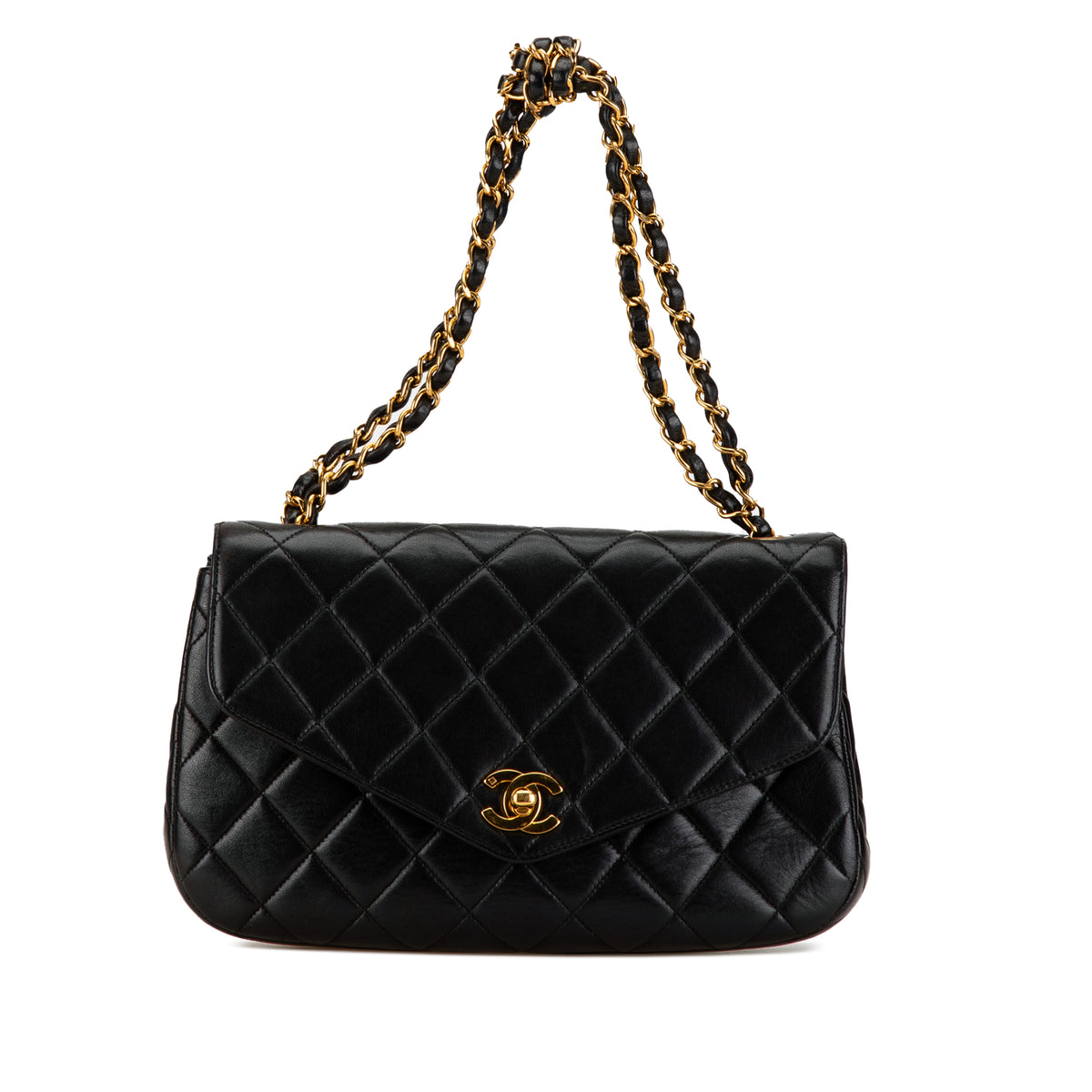 Quilted Lambskin Half Moon Single Flap