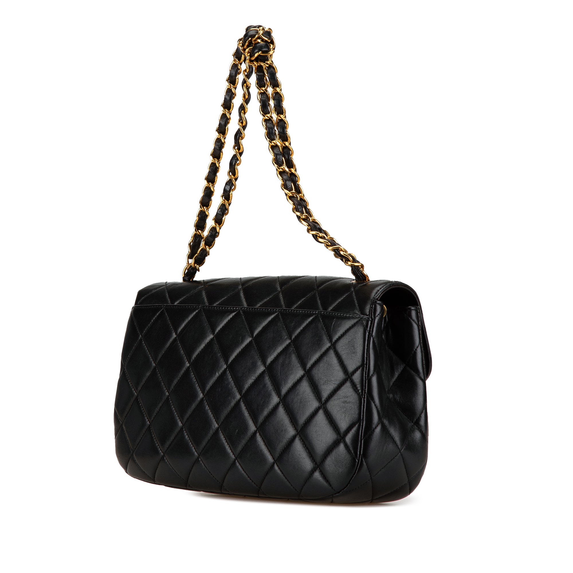 Quilted Lambskin Half Moon Single Flap