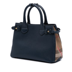 Medium Leather and House Check Banner Satchel
