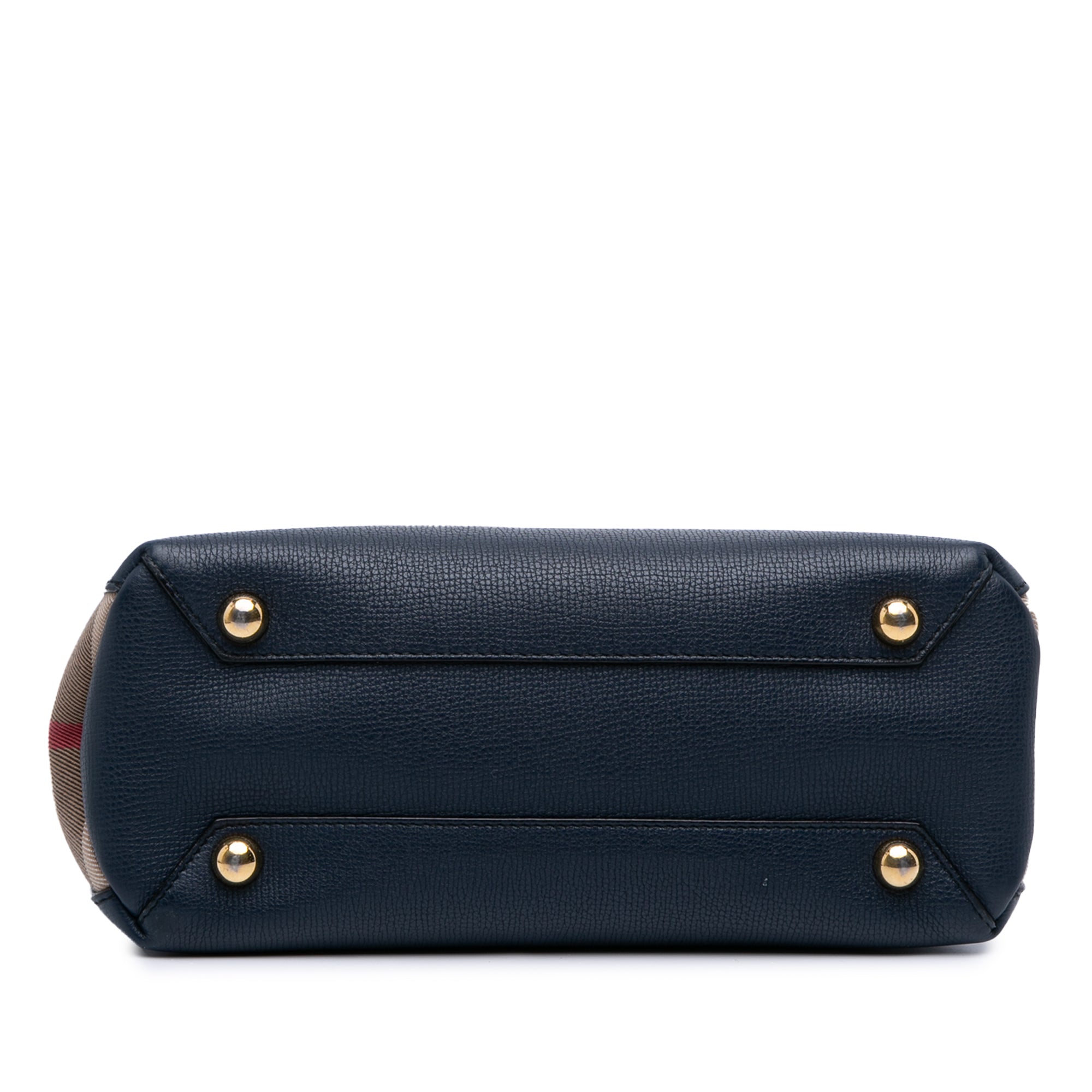 Medium Leather and House Check Banner Satchel