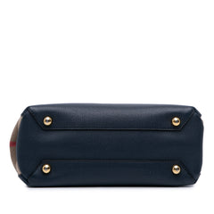 Medium Leather and House Check Banner Satchel