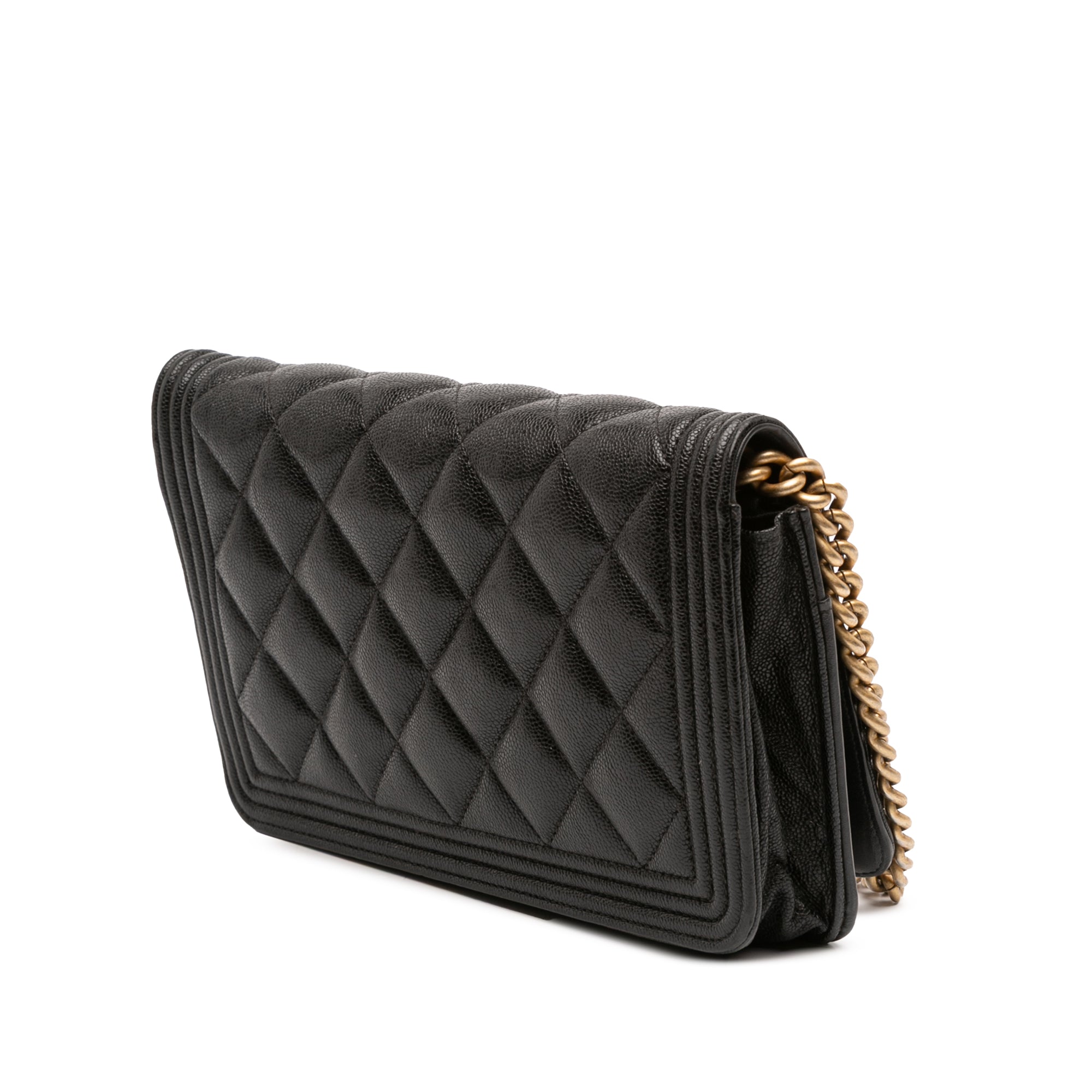 Quilted Caviar Boy Wallet on Chain