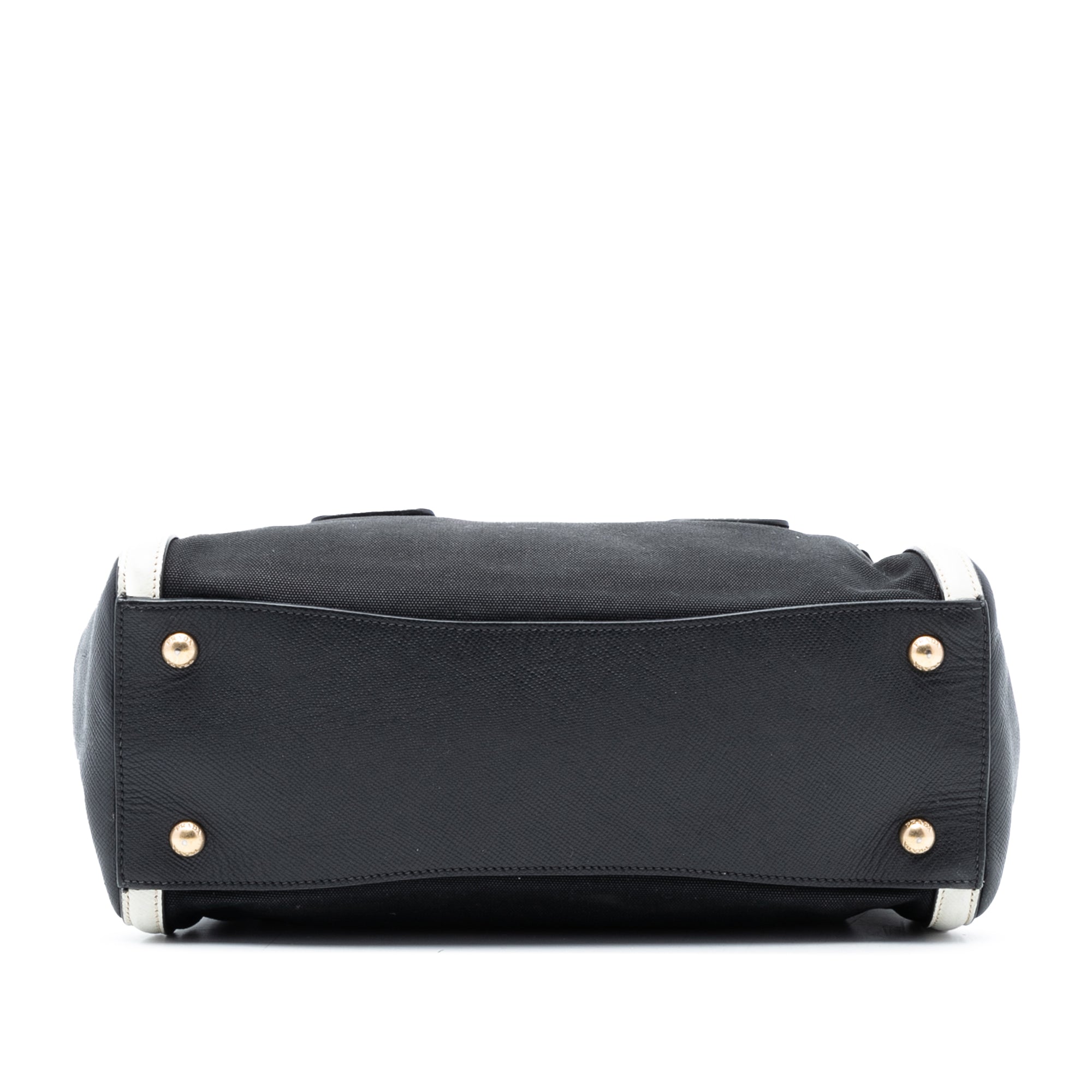 Bicolor Saffiano Cuir Trimmed Canvas Satchel