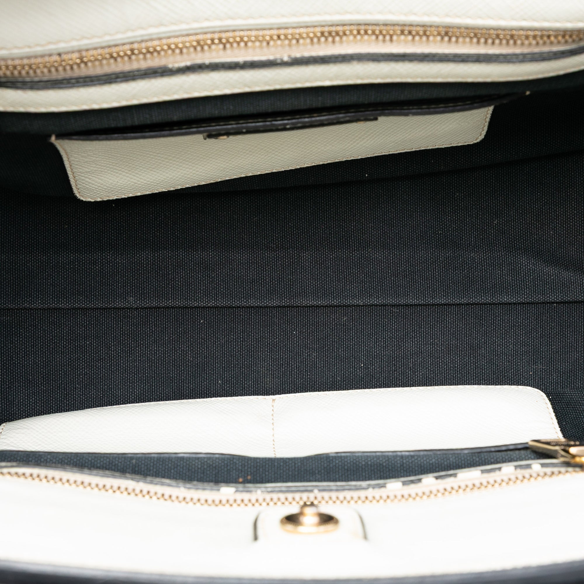 Bicolor Saffiano Cuir Trimmed Canvas Satchel