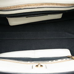 Bicolor Saffiano Cuir Trimmed Canvas Satchel