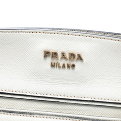 Bicolor Saffiano Cuir Trimmed Canvas Satchel