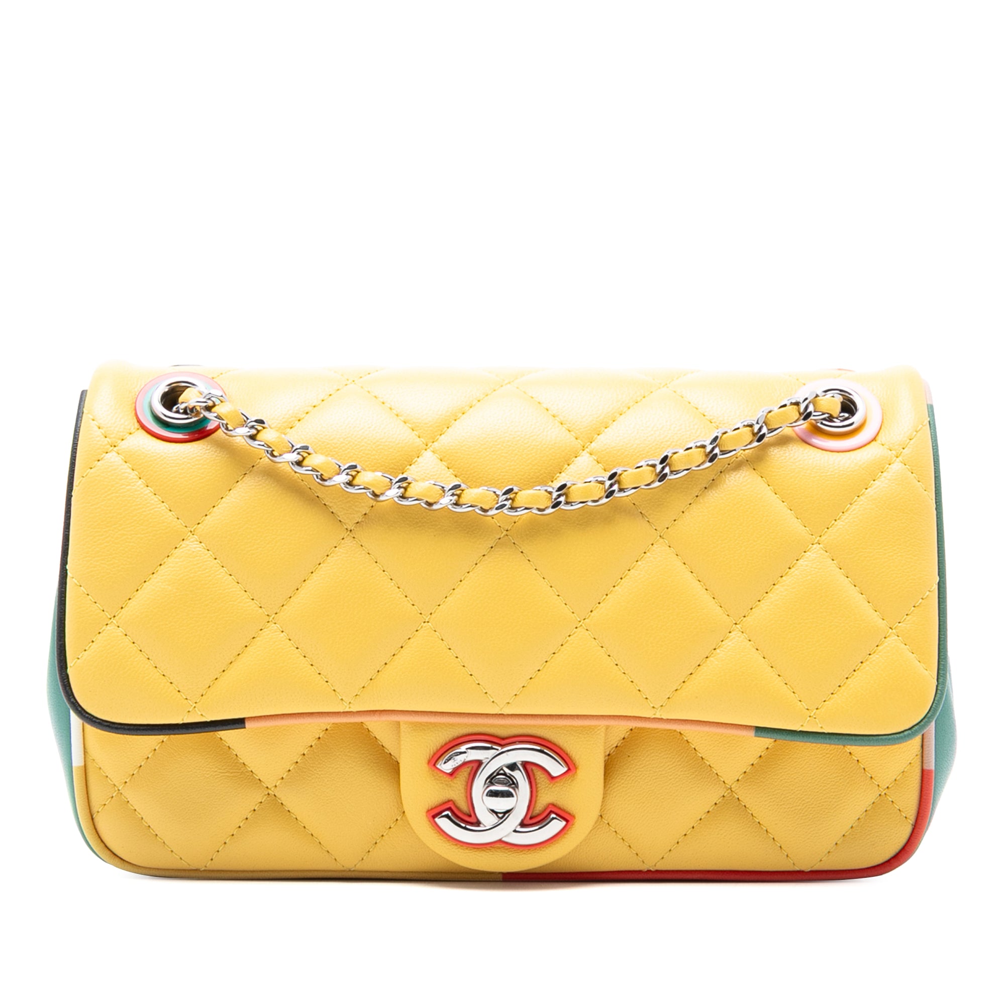 Small CC Quilted Multicolor Lambskin Acrylic Cuba Flap
