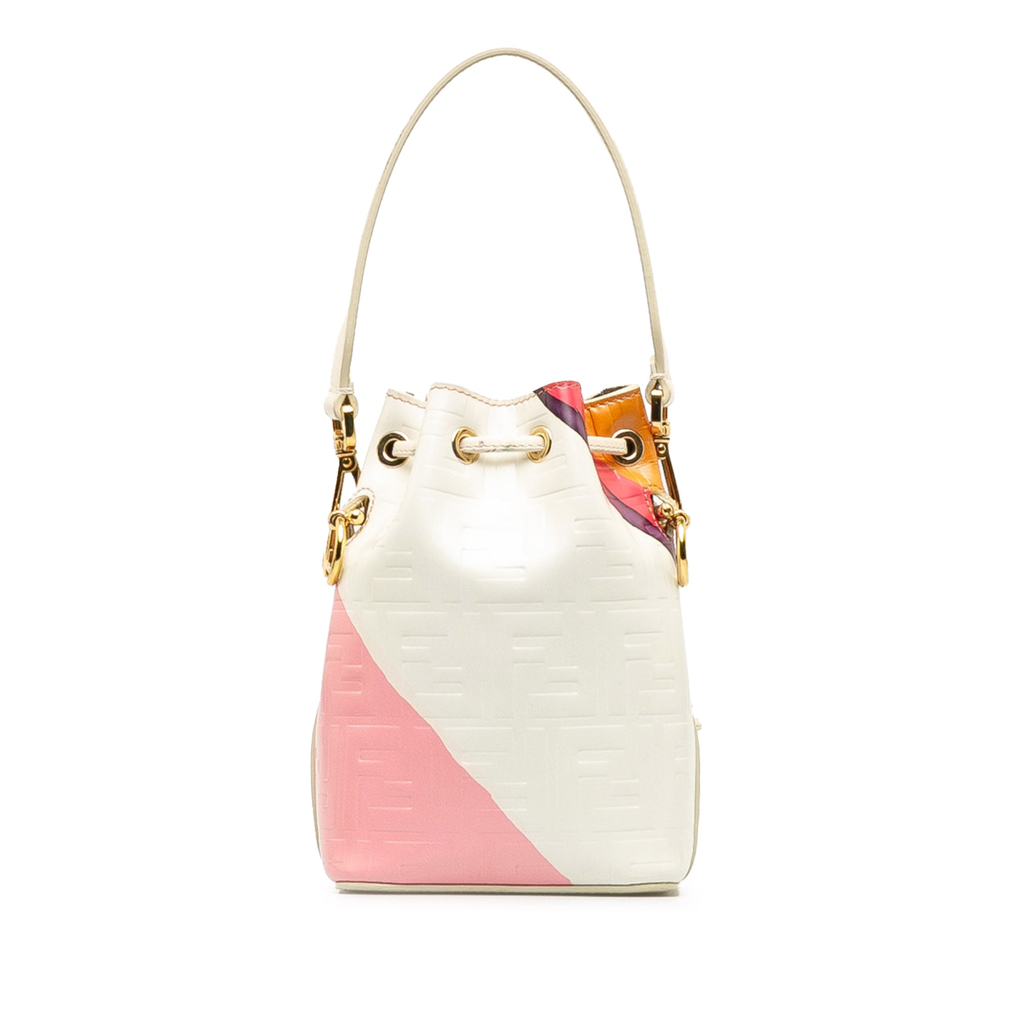 FF Embossed Striped Mini Mon Tresor Bucket Bag