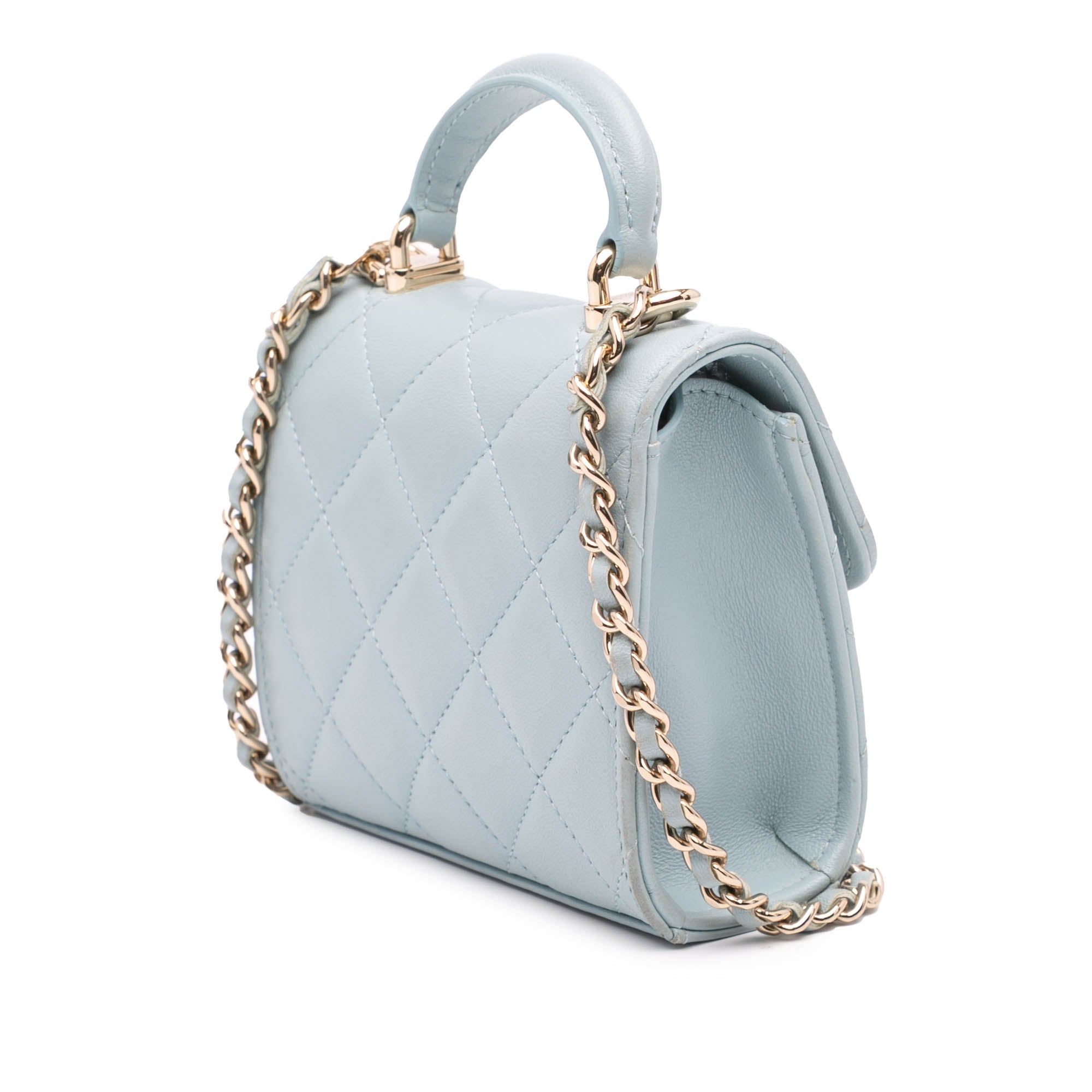 Mini Lambskin Top Handle Clutch On Chain