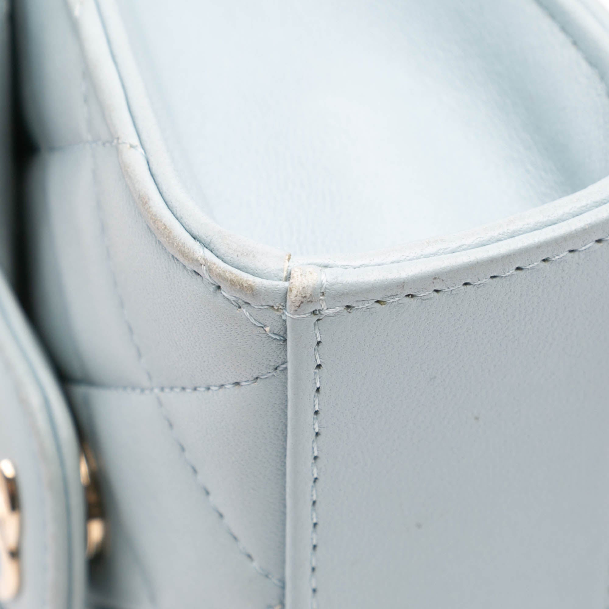 Mini Lambskin Top Handle Clutch On Chain