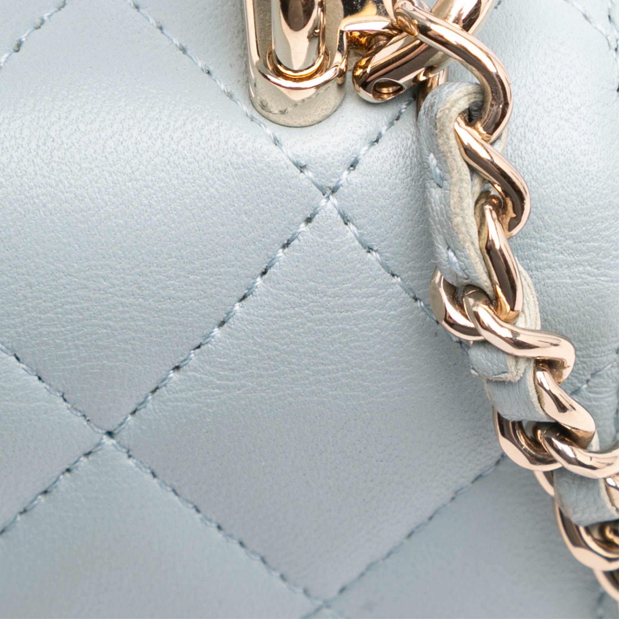 Mini Lambskin Top Handle Clutch On Chain