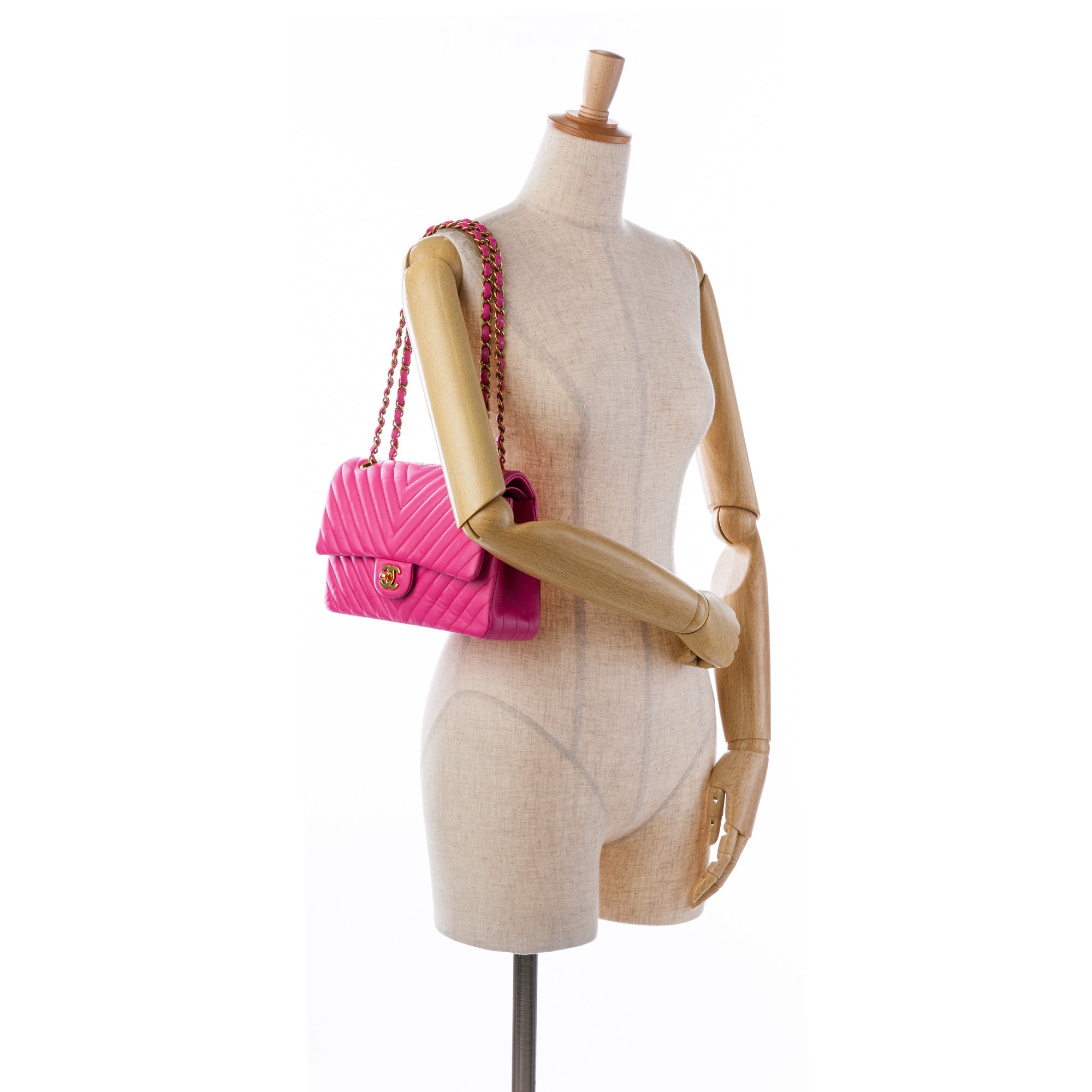 Medium Chevron Lambskin Double Flap