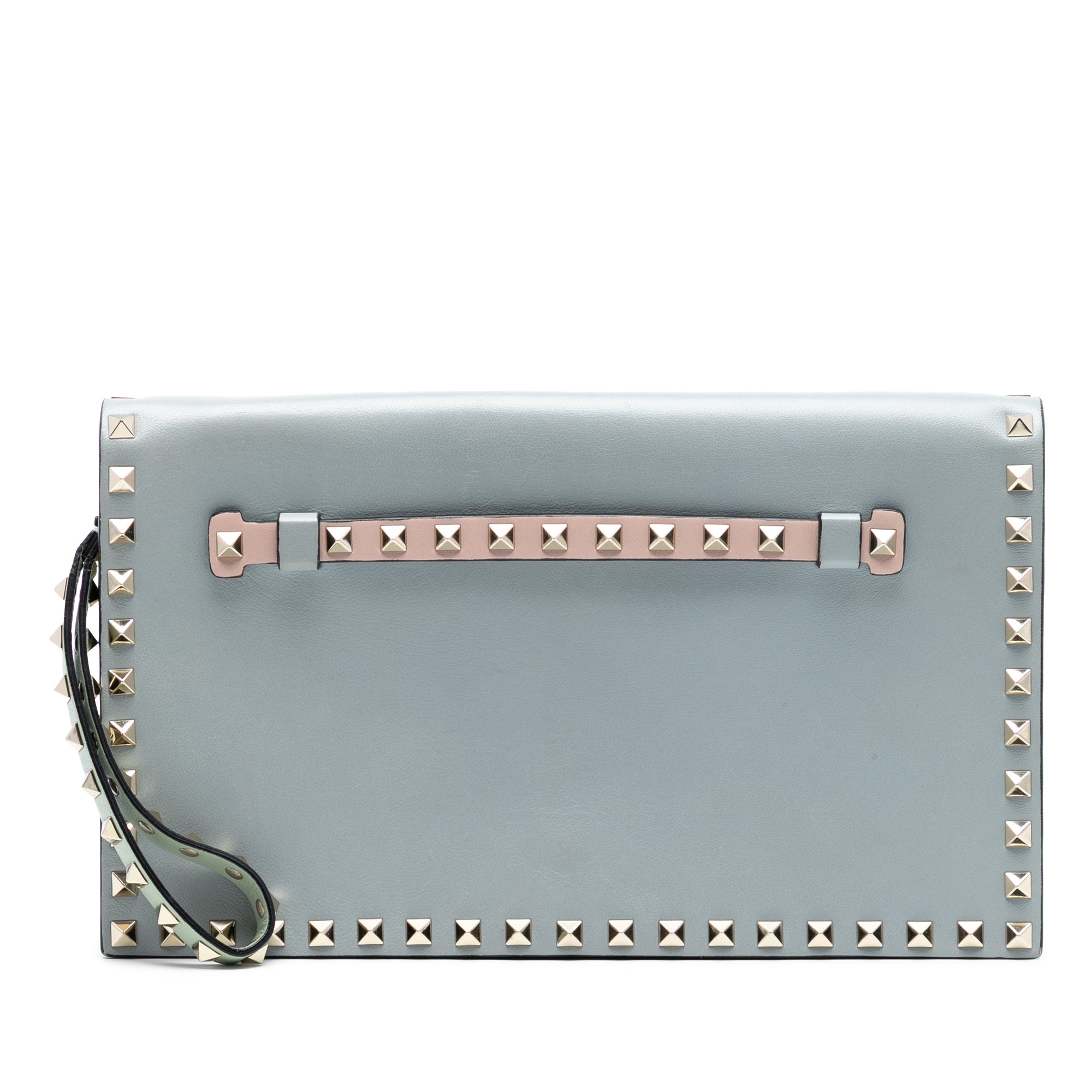 Tricolor Rockstud Wristlet Clutch