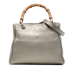 Small Calfskin Bamboo Shopper Satchel