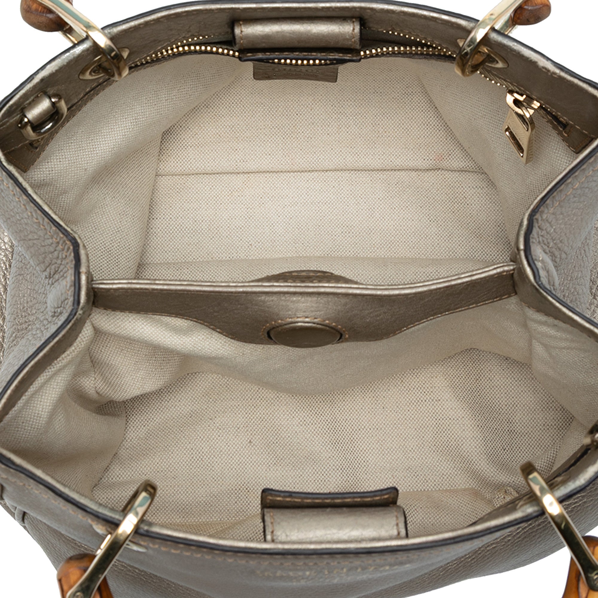 Small Calfskin Bamboo Shopper Satchel