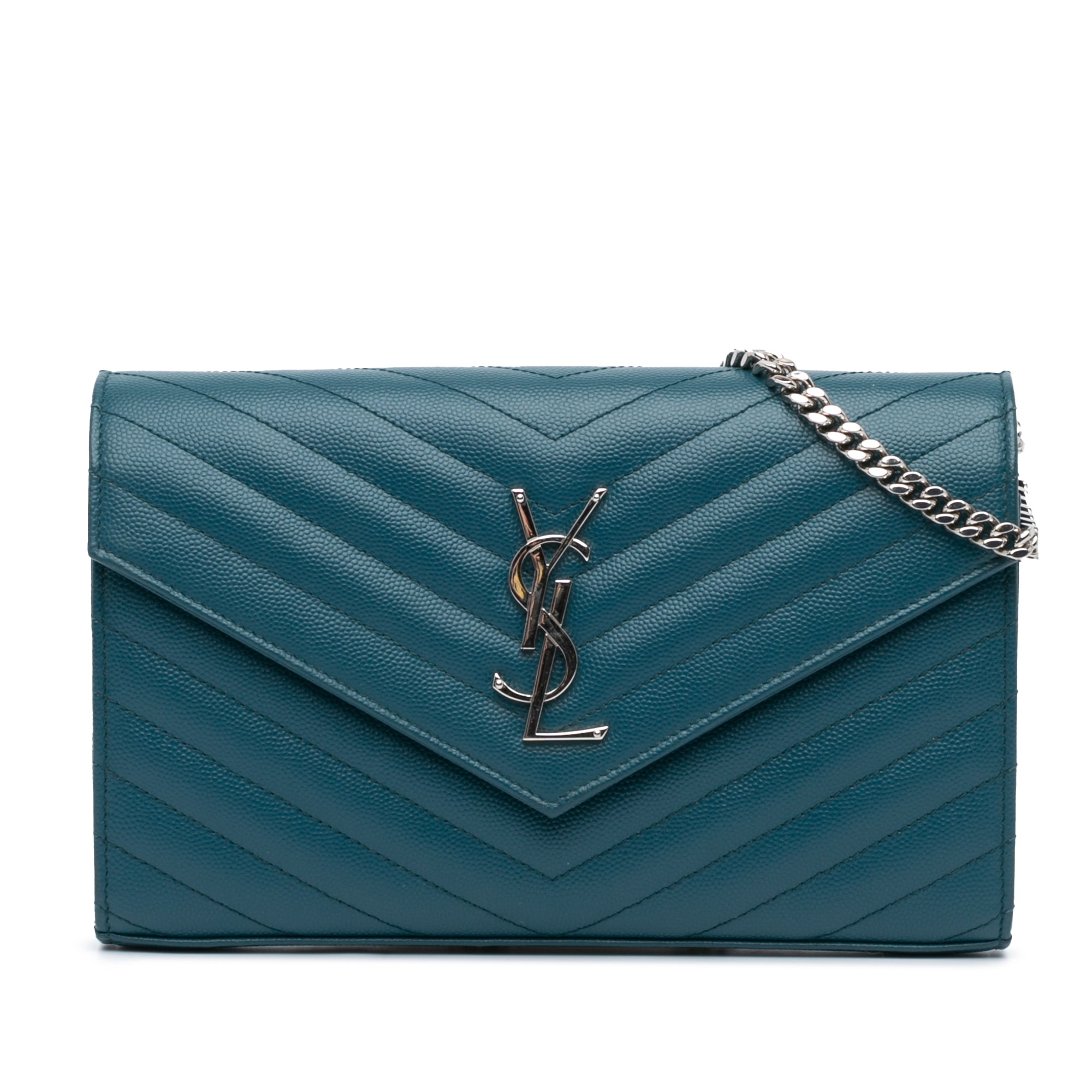 Grain De Poudre Matelasse Chevron Monogram Chain Wallet