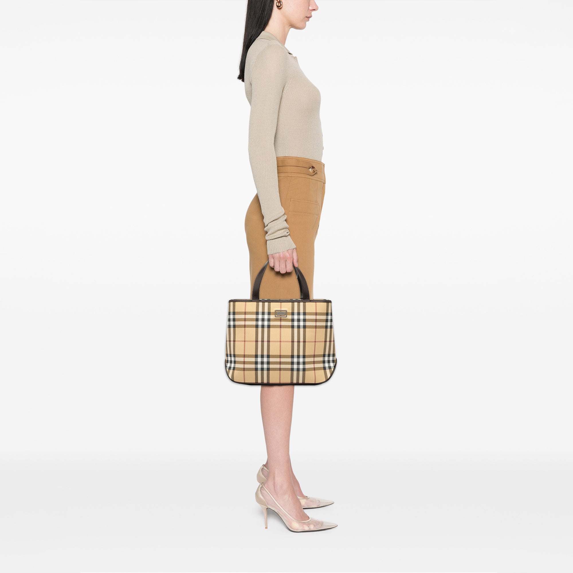 House Check Canvas Handbag