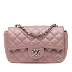 Mini Rectangular Classic Iridescent Lambskin Single Flap