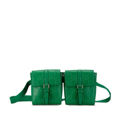 GG Embossed Perforated Double Belt Bag