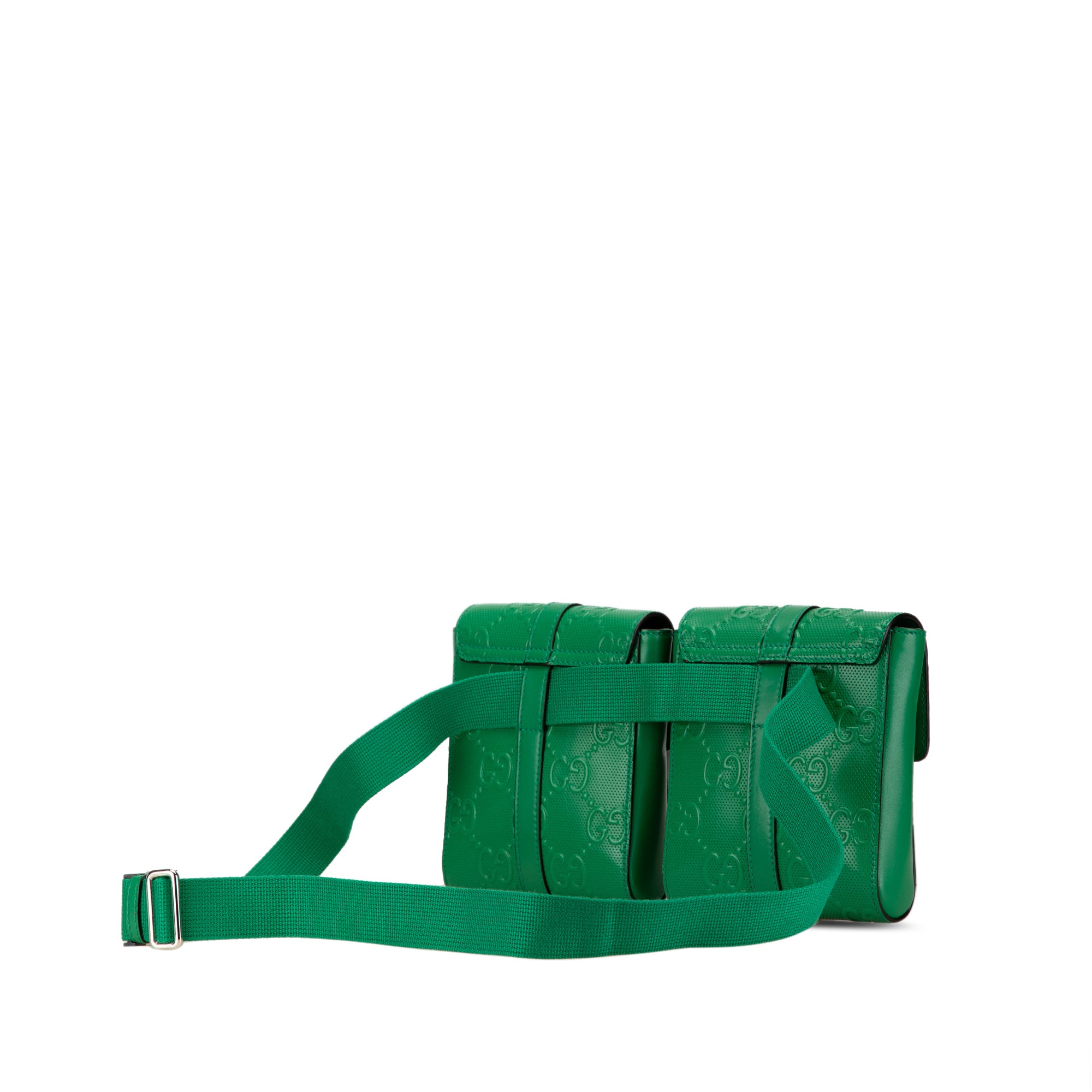 GG Embossed Perforated Double Belt Bag