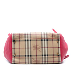 Small Leather Trimmed Haymarket Check Coated Canvas Canterbury Bow Tote