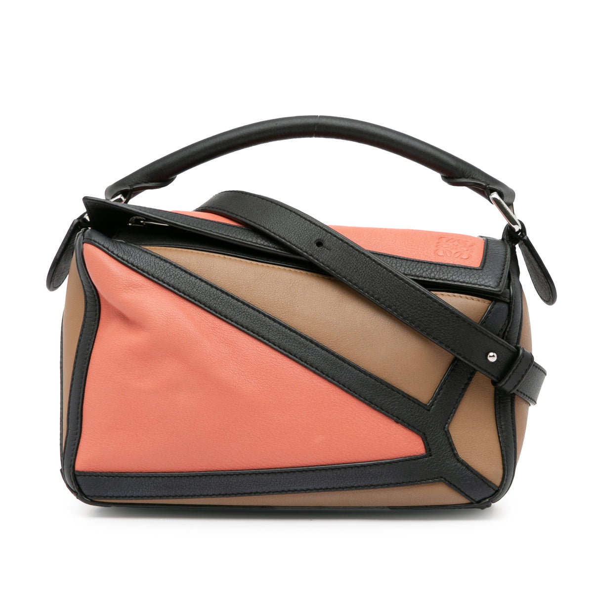 Small Calfskin Graphic Puzzle Satchel