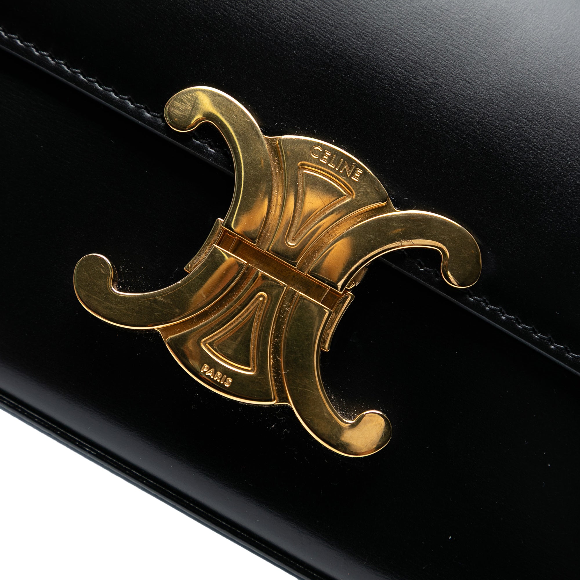 Shiny Calfskin Triomphe Claude Shoulder Bag