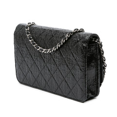 CC Quilted Crinkled Patent Wallet On Chain