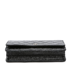 CC Quilted Crinkled Patent Wallet On Chain
