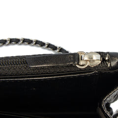 CC Quilted Crinkled Patent Wallet On Chain