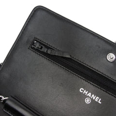 CC Quilted Crinkled Patent Wallet On Chain