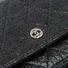 CC Quilted Crinkled Patent Wallet On Chain