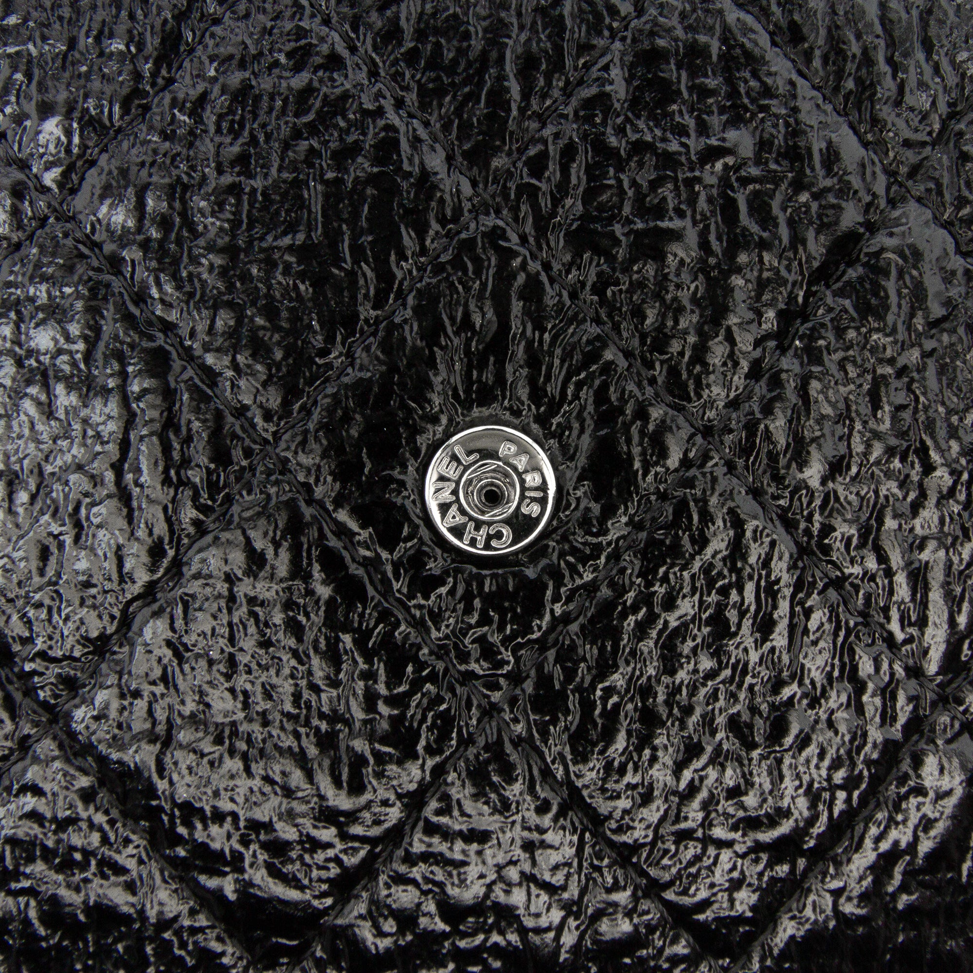 CC Quilted Crinkled Patent Wallet On Chain