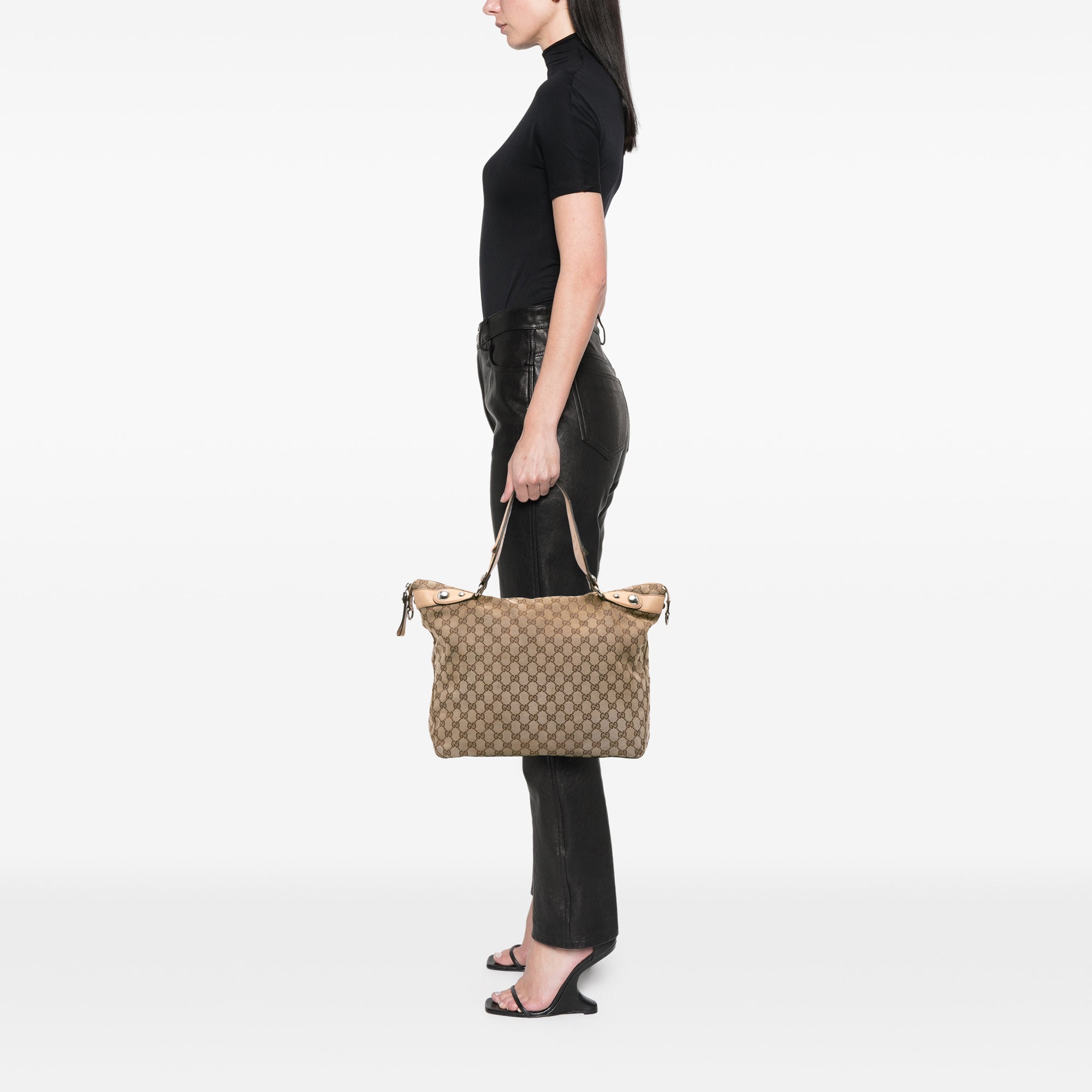 Large GG Canvas Icon Bit Satchel