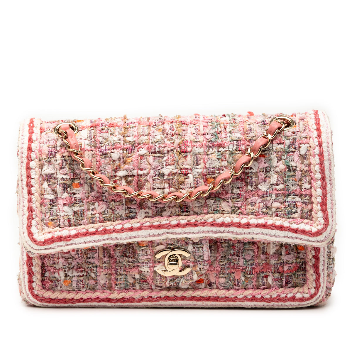 Medium Classic Quilted Tweed Braided Double Flap