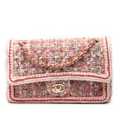 Medium Classic Quilted Tweed Braided Double Flap