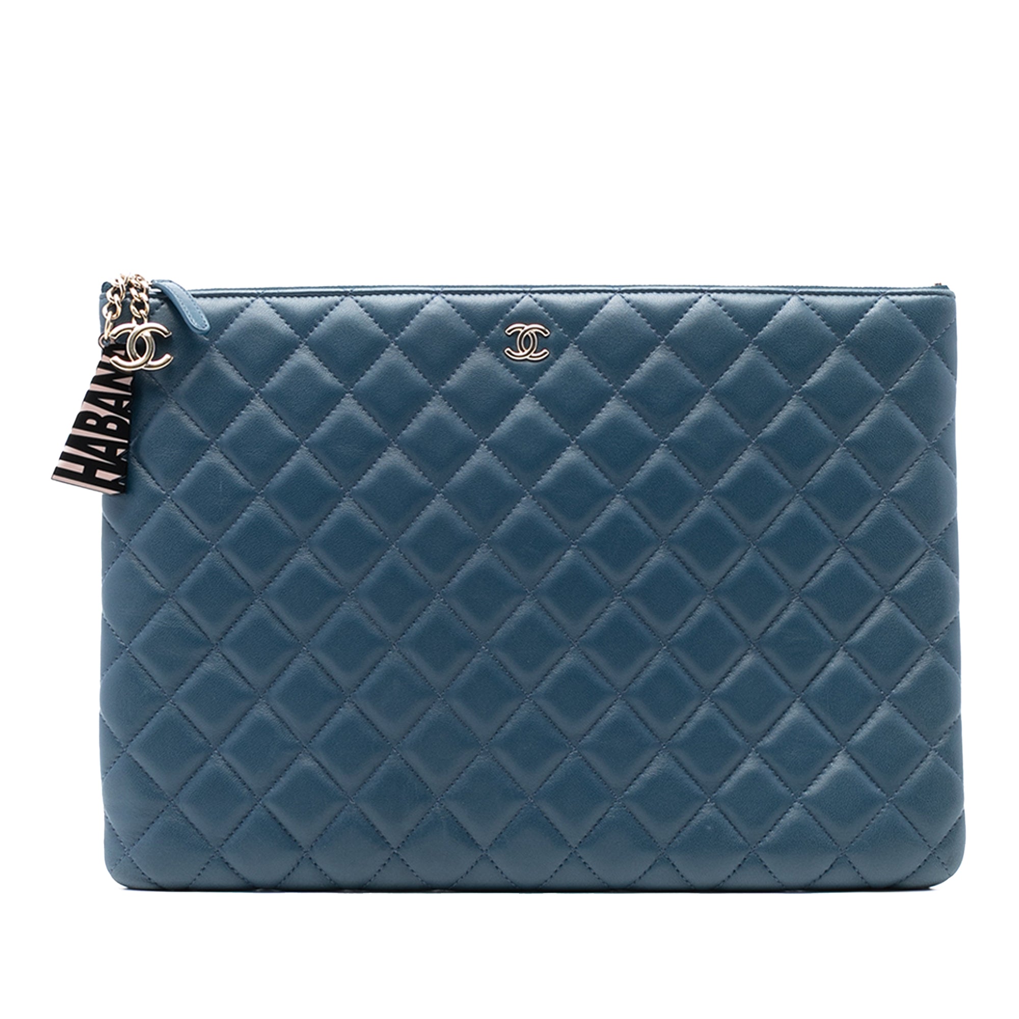 Large Quilted Lambskin La Habana O Case Clutch
