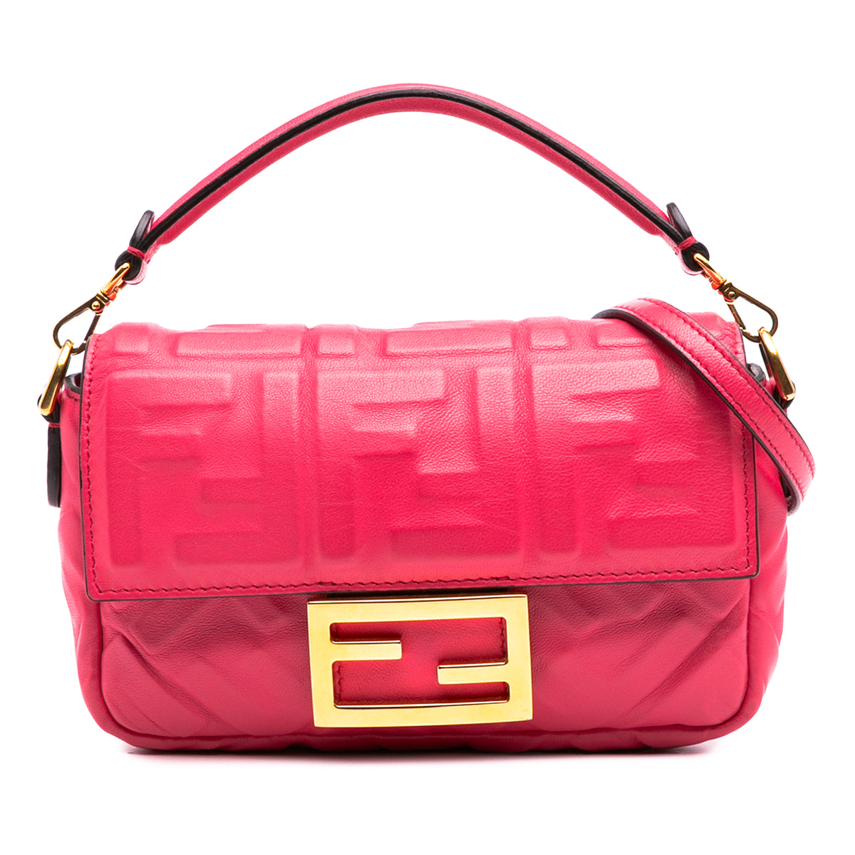 Mini Zucca Embossed Leather Baguette Satchel