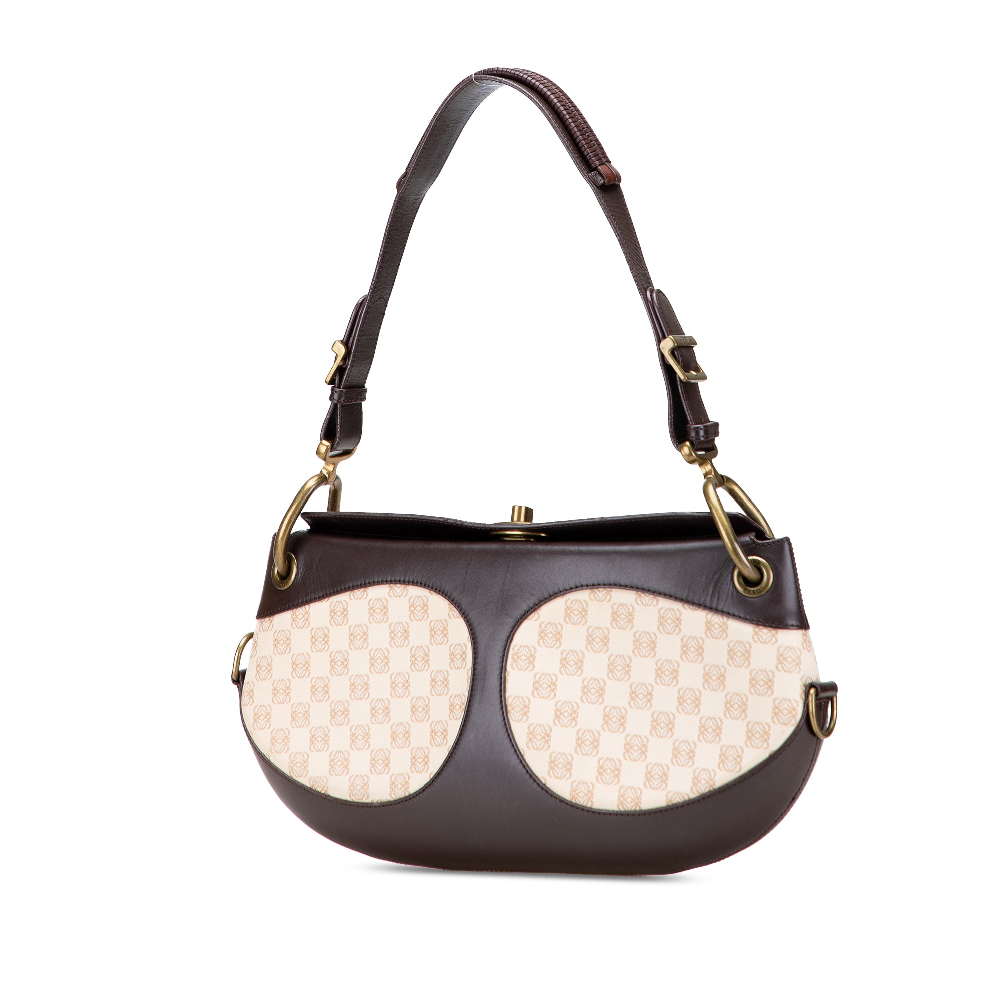 Anagram Canvas and Leather Shoulder Bag