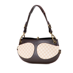 Anagram Canvas and Leather Shoulder Bag