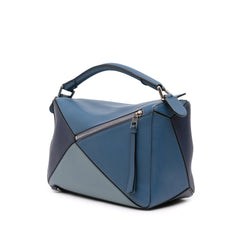 Medium Tricolor Calfskin Puzzle Satchel